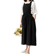 라라메이드 롱스커트 원피스 린넨 유치원 꽃집 카페 앞치마, 블랙