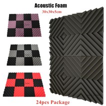 차량방음 친구 만들기 24pcs 300x300x25mm 스튜디오 어쿠스틱 폼 방음 처리, 자주색, 24개