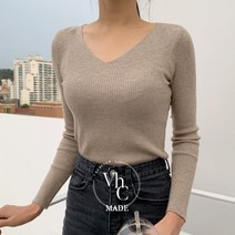 반해써 반해MADE; 11color 이너 정석템 브이넥 골지 긴팔 니트티셔츠 T_YW029