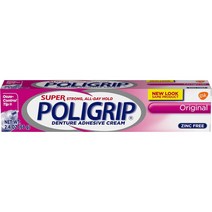 SUPER POLIGRIP Denture Adhesive Cream Original 2.40 oz (Pack of 2), 1