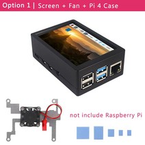 Raspberry Pi 4 B 35 inch Touchscreen 480x320 LCD with Cooling Fan Heat Sinks ABS Case [S00026057], 01-Option 1-26057