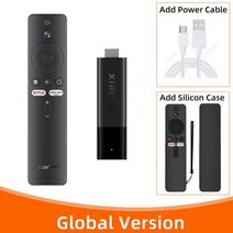 샤오미-Mi TV 스틱 4K 글로벌 버전 2GB RAM 8GB ROM 안드로이드 11 쿼드 코어 넷플릭스 와이파이 구글 어시스턴트 블루투스 5.0, [02] EU Charger, [03] Add Black Case