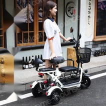 삼륜 전기오토바이 여성용 전동 스쿠터 성인 3인용 세발 전기자전거 바이크 화이트, 03.400W 15A 60km