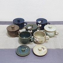 미각도예 전통찻잔 세트 7종선택 [쌍화차 한방차 뚜껑찻잔 전통찻잔 도자기찻잔세트], 그린빗살, 1set
