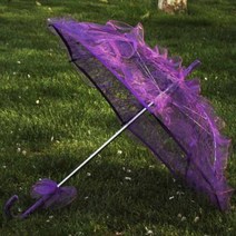 따뜻한!!! 1PCS 웨딩 신부 우아한 수동 오프닝 Fleur 파라솔 프릴 장식 레이스 우산 선물 56cm 서양 로맨틱, 04 보라색