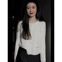 반짝이니트 스팽글 펄니트 DORACTR 카디건 여성용 퓨어 울 작은 향기 스타일 니트 올 매치 코트 봄 가을 신작
