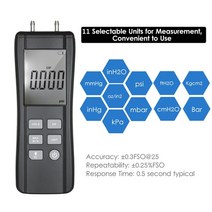 전문 듀얼 포트 디지털 압력계 휴대용 차압 게이지 hvac 가스 압력계 대형 lcd 백라이트 압력 디지털 측정기, fu-p2