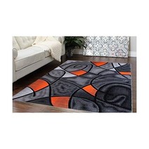 마사다 러그 모던 컨템포러리 에리어 러그 오렌지 그레이 블랙 (5피트 X 7피트)