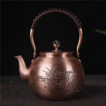 내열 게르마늄주전자 골동품 순수 구리 찻주전자 건강 끓는 물 주전자 수제 조각 냄비 레드 차 세트, 5.style13