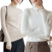 1+1 BJK 여성용 베이직 반목 니트 하프 터틀넥 색상선택