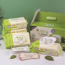 에코숲 물티슈 선물세트 9팩 레이온100% 자연분해 70gsm 엠보싱 캡형 60매