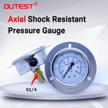 OUTEST 공기 오일 워터 유압 압력 게이지 스레드 G 14 13mm 축 스테인레스, 0-16Mpa