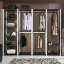 (우드빌) 드레스룸 시스템 행거 옷장 붙박이장 노블 6001/8001, 그레이, 8002