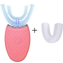 전기부품 드릴 U자형 성인 음파 전동 칫솔 360 도 울트라 소닉 USB 치아 미백, 09 pink and 1 head