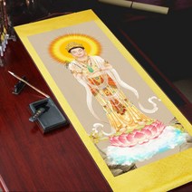 아미타불 그림 불교 족자 관세음 보살 관음 액자 탱화 석가모니 부처님 풍수 인테리어 법당 사찰, 150x70cm, 독립하다., 관세음 보살 C