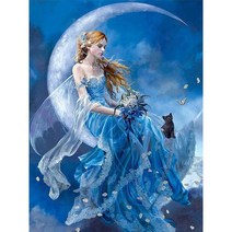 DIY 피포페인팅 달빛 요정 나비요정 인물화 색칠하기 여신 미녀 성인 쉬는 시간 즐기는 스트레스 해소 유화그리기 집콕취미 선물용 액자프레임포함 40*50CM, 달의요정그리기ED번
