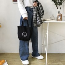 스마일 레터링 미니 에코백