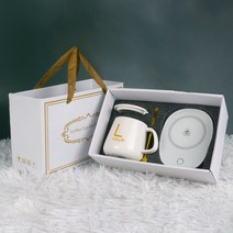 컵 히터 커피 머그잔 타이머 난방 코스터 스마트 온도 조절 패드 핫 플레이트 우유 따뜻하게, 03 white set_02 EU