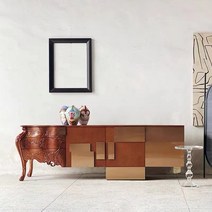 고가구 서랍장 엄마가구 티비다이 거실장 고급, 200x40x82CM 프리미엄 블랙