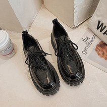 따봉오빠 5.5cm 여성 옥스포드 워커 통굽 로퍼 패턴블랙(DB117)