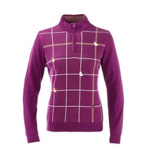 임페리얼 [임페리얼] 여성 믹스패턴 반짚업스웨터 퍼플 (P0Z240283)