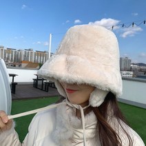 [썬데이베스트/무배/아이 베이지 블랙당일] ﻿﻿밍크 버킷햇 밍크벙거지 밍크귀달이모자 겨울모자 (4color)