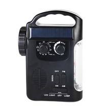 자가발전 재난 라디오 휴대용 다기능 태양 손 크랭크 발전기 전원 AM 날씨 비상 2000mAh 보조베터리, 06 Black 1200mAh