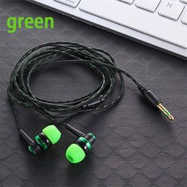 귀 안아픈 고품질 유선 이어폰 스테레오 인이어 3.5mm 나일론 직조 케이블 이어폰 헤드셋 마이크 포함 노, 04 green