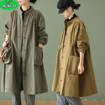 SHENGBO여성 롱 트렌치코트 봄가을 빈티지 루즈핏 긴팔 코트 캐주얼 코트 +NO.004LH908