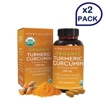 Viva Naturals 비바 네츄럴스 터메릭 1500mg 함유 큐커민 90정 2개