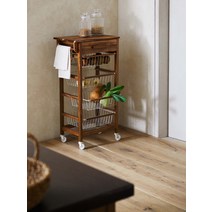 ZaraHome 나무 트롤리 스토리지 가구 랙 주방, 50x33.5x89