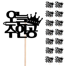 비비드레인 꽃다발 화분 떡 케이크 장식 데코 메세지픽, 01-오늘의주인공(15개)