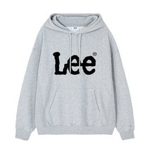 LEE 빅 트위치 리버스위브 기모 오버핏 후드티셔츠 그레이