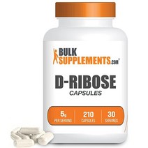 BulkSupplements.com D-리보스 에너지 셔플리먼트 파우더 전해질 및 ATP 셔플리먼트 500g벌크 서플리먼츠 닷컴(BULK SUPPLEMENTS.COM), 210 Count (Pack of 1)