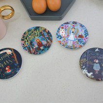 카페 레스토랑 동화그림 도자기 컵받침4P 귀여운 고급 선물