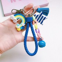 인형키링 큐티 나무 가방 굿즈 제작 캐릭터 열쇠 키홀더 고리 가죽, Blue