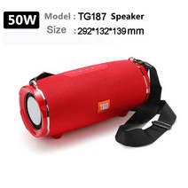 lg 블루투스 누구 스피커 뜨거운 판매 50W 높은 전력 TG187 무선 휴대용 스테레오 서브 우퍼 TWS 음악 센터는 오랫동안 소리를 재생할 수 있습니다, 03 50W  Red
