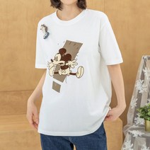 [디얼마미] 미키 나염 티셔츠 미시옷 빅사이즈 엄마옷 중년 여성 마담