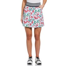 Callaway 캘러웨이 여성용 45.7cm 전체 브러시 스트로크 꽃무늬 스커트 W 스트라이프 리브 허리밴 하얀색