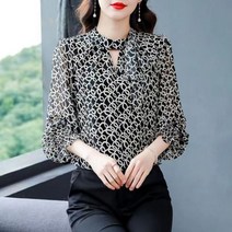 레이스블라우스 쉬폰 블라우스 여성 펀칭 레이스 업 꽃무늬 우아한 봄 여름 패션 캐주얼 러블리 얇은 셔츠 긴팔 탑