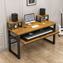 나혼산 작곡 편곡 테이블 작업대 미디테이블 건반 스튜디오 녹음 데스크 녹음식 게이밍 제작 튜닝, 140 블랙 프레임 + 오크 컬러 피아노 홀더 길이 1
