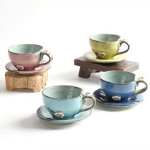 분청 입체 꽃잎 쌍화차잔 대추 생강 한방차잔 4color, 딥블루