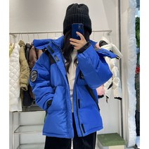 흰 오리털 후드 오리털 패딩 여자 두껍게 하다 쇼트 아이템 유행하는 패 극복하도록 파견하다 작업복 커플룩 코트