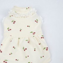마이꼬미 체리를 좋아하는 것 같아서 원피스 강아지옷 (XS-XL), 옐로우 아이보리