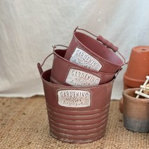 빈티지 양철바스켓 2color 양철통 철제바스켓 철제바구니 양철바구니, 레드 대, 1개