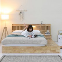 VASO 바소 LED 멀티 수납 침대 프레임 라지킹LK 2colors (매트리스미포함), 내츄럴-세로갤러리, 서랍3p(협탁세트)