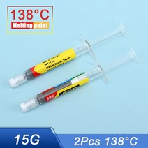 납땜용 저온 무연 주사기 smd 솔더 페이스트 플럭스 1/2 개 Led Sn42Bi58/Sn63 138/183 ℃ SMD 수리 용접, 05 2Pcs 15g 138
