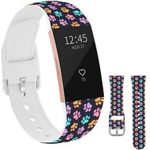Jolook Fitbit Charge 3/Charge 4용 플라잉 버터플라이 밴드 실리콘 교체용 소형 손목 밴드 Charge 4/Charge 3/Charge 3 SE 피트니스, Color Dog Paw_Small