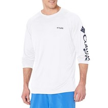 Columbia 남성용 PFG 터미널 태클 UPF 50 긴팔 낚시 티셔츠 블랙/쿨 그레이 로고 1X, 4X, White/Nightshade Logo