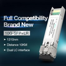 [100% 신제품] SFP + 10G-LR 10G 단일 모드 광 트랜시버 모듈 듀얼 파이버 1310nm LC 포트 10km 완전 호, 한개옵션0